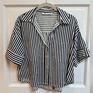 Zara Striped Cropped Shirt